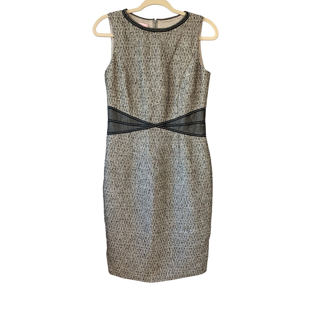 Basler Tweed Sheath Dress Sleeveless‎ Black Gray Career Cocktail Size EU36 US6